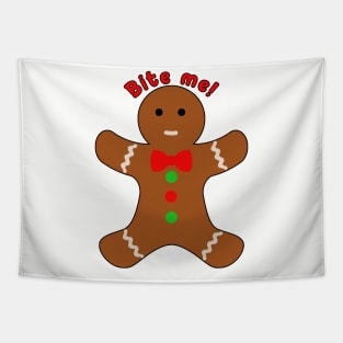 Bite Me Gingerbread Man Tapestry