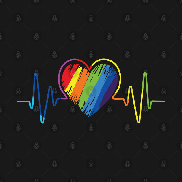 Rainbow heartbeat gay pride LGBTQ - Pride Month - T-Shirt