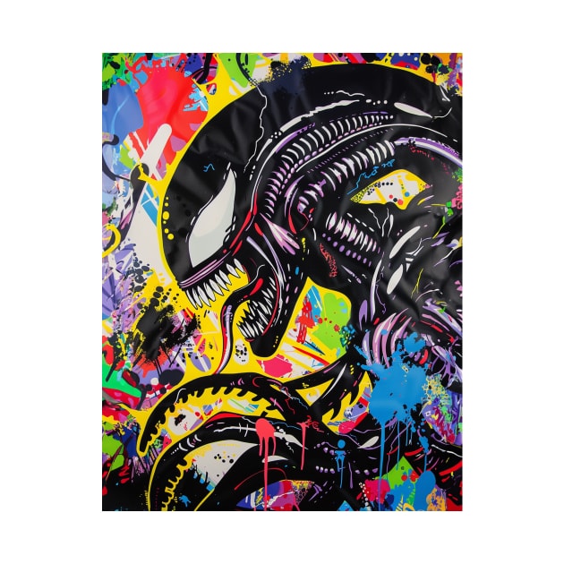 Venomous Alien Being Street Art by TeeTrendz