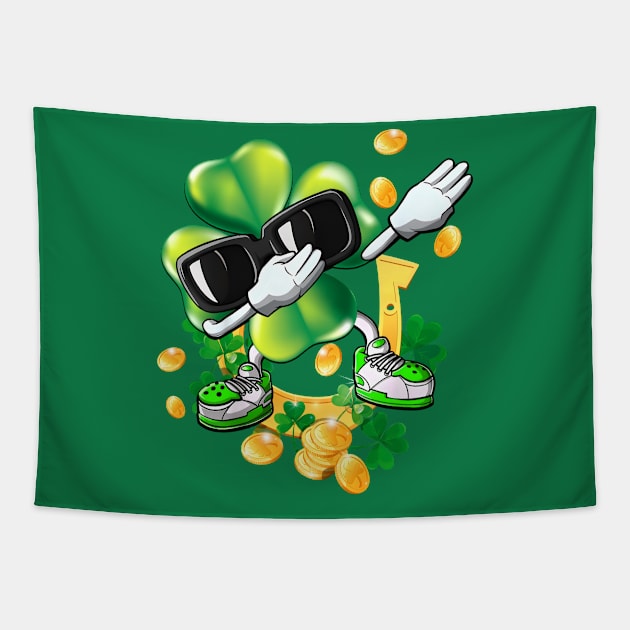 Dabbing Shamrock St Patricks Day Men Women Kids Tapestry by Jhon Towel