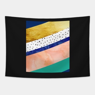 Blue gold teal abstract watercolor pattern Tapestry