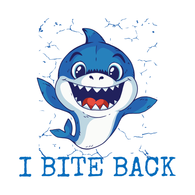 I Bite Back Cute Baby Smiling Shark Animal Blue Fish by gillys