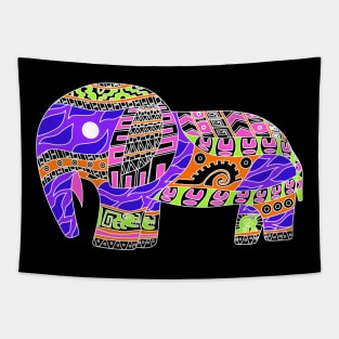 elephant in rainbow folk arts ecopop zentangle Tapestry