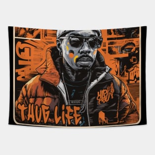 Vibrant Thug Life Design with Black Men Tapestry