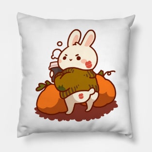 Cheeky Butt Bunny Cozy Fall Pumpkin Patch Pillow