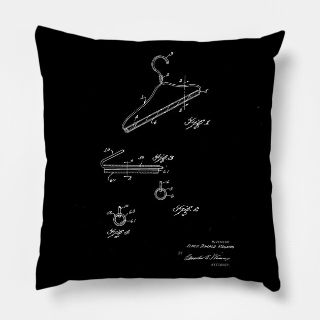 Hanger Vintage Patent Drawing Pillow by TheYoungDesigns