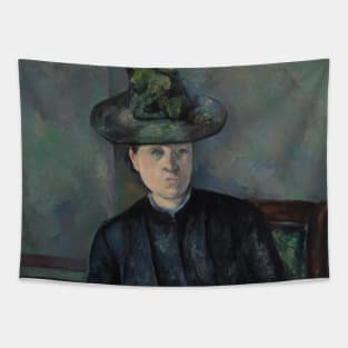 Madame Cezanne with Green Hat by Paul Cezanne Tapestry