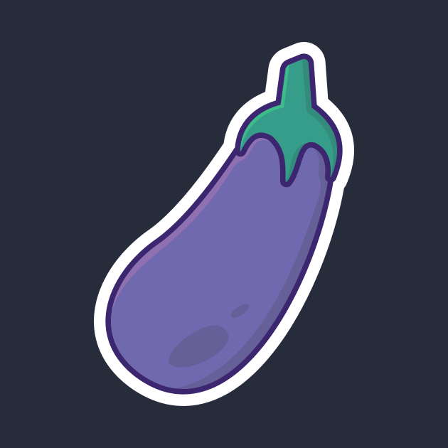 Purple Eggplant vegetable vector illustration. Food nature icon concept. Healthy vegetable purple eggplant Front view icon design on orange background. by AlviStudio