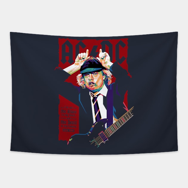 Angus Young WPAP Tapestry by BAJAJU