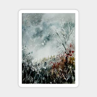 snowy landscape watercolor Magnet