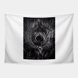 Eye Of The Peacock - Black and White Tapestry