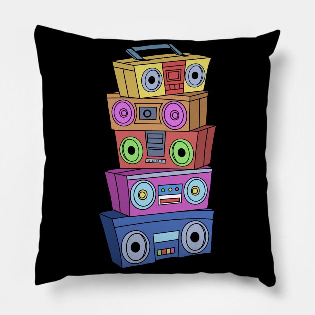 90s Hip Hop Gifts Women Men Ghettoblaster Classic Hip Hop Pillow by PomegranatePower