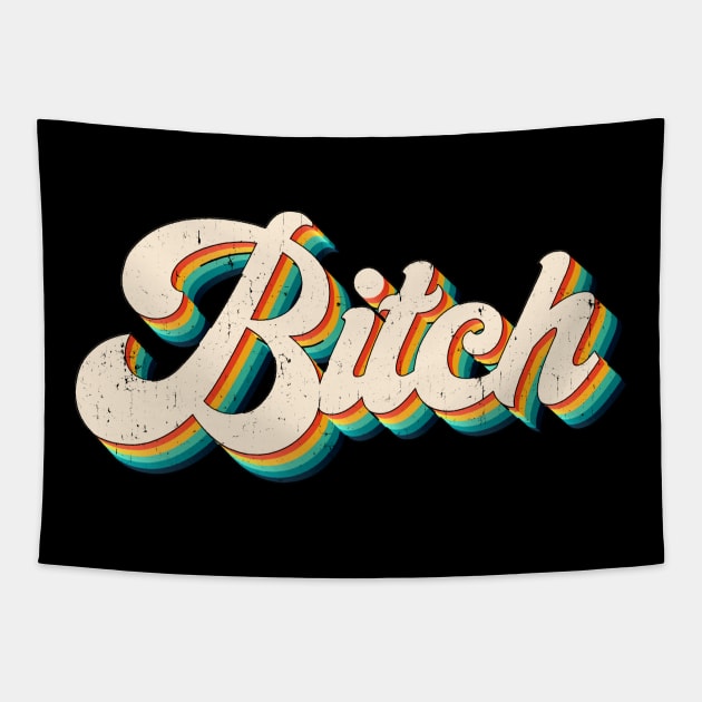 Retro Rainbow Bitch Vintage 70's Script Tapestry by Kdeal12