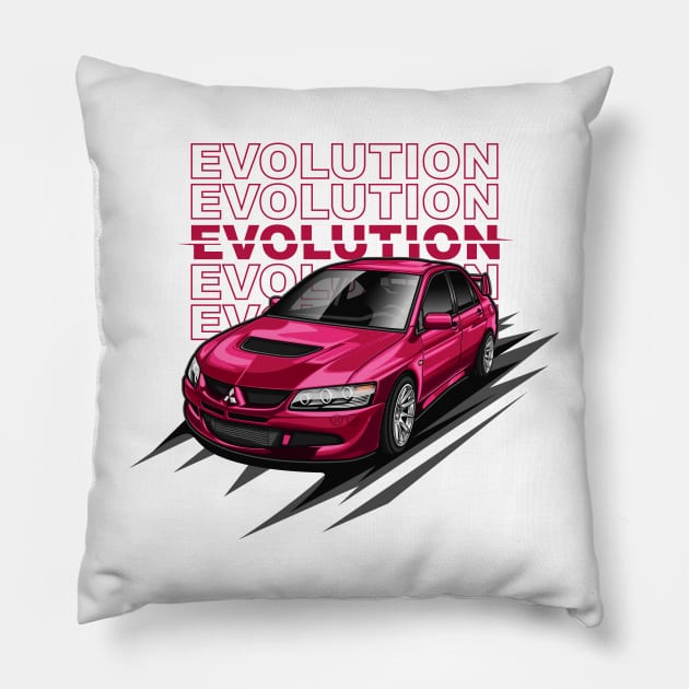 Lancer Evolution VIII Tuner (Super Maroon) Pillow by Jiooji Project