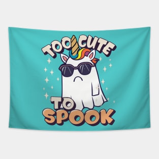 Too Cute To Spook Little Unicorn Ghost Funny Joke Tapestry