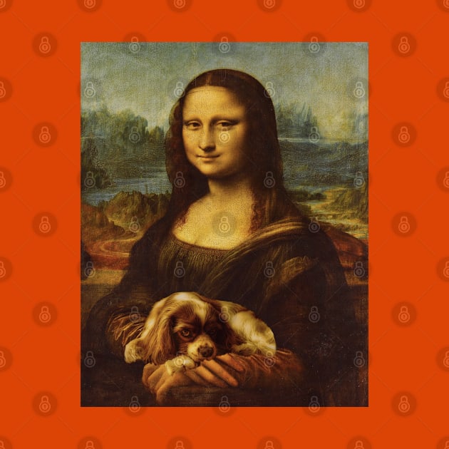 Mona Lisa and Cavalier King Charles Spaniel Dog by RetroSalt