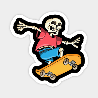 Funny skeleton is skateboarding Magnet