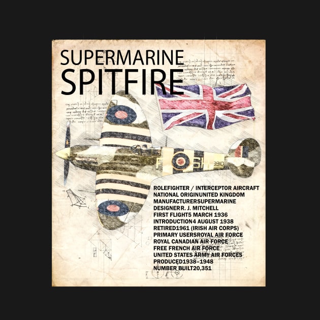RAF Submarine Spitfire Aircraft Da Vinci Style Aeroplane by BeesTeez