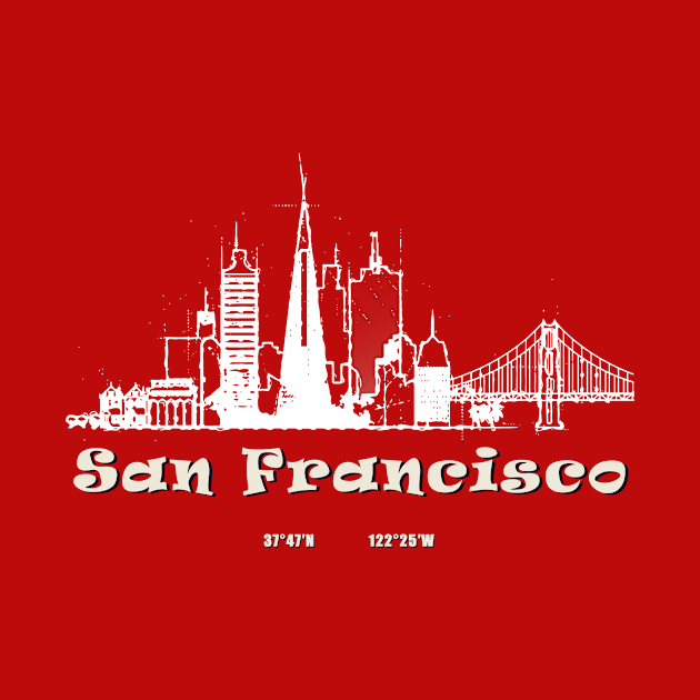 San Francisco shirt With GPS Coordinates by DimDom