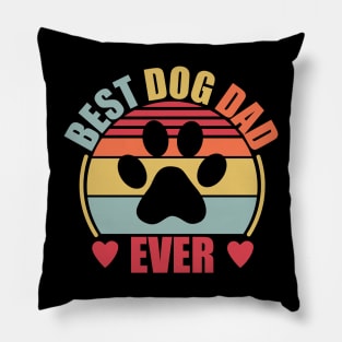 Best Dog Dad Ever | Retro Color Paw Pillow