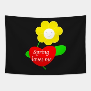 Spring Loves Me funny Flower and Heart Design Tapestry