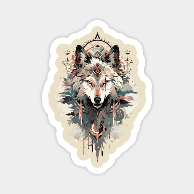 Vintage Wolf Totem Magnet by crula