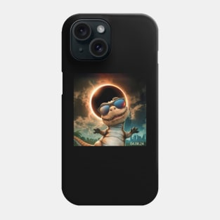 total solar eclipse 2024 dinosaur wearing glasses Phone Case