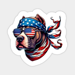 American Staffordshire Terrier American USA Flag 4th of July Magnet