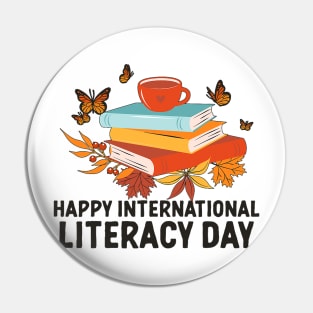 Happy International Literacy Day Book Lover Reading Pin