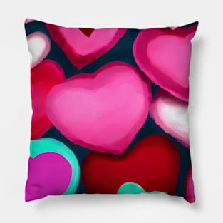 Abstract illustration of bright coloured Valentine Hearts Pillow