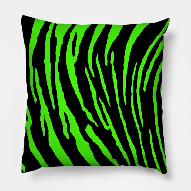 Green Tiger Stripes Pillow by BlakCircleGirl