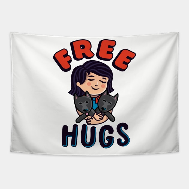 Free Hugs For Your Schipperke Tapestry by The Heidaway Art Designs