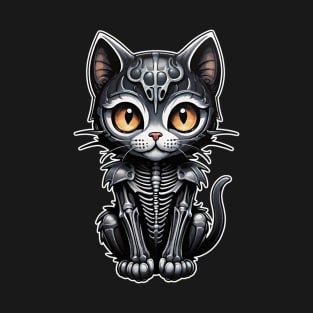 Black Skeleton Cat 4 T-Shirt