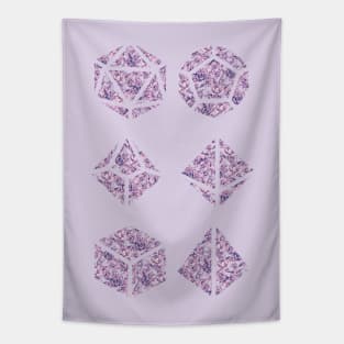 Pink and Blue Gradient Rose Vintage Pattern Silhouette Polyhedral Dice - Dungeons and Dragons Design Tapestry