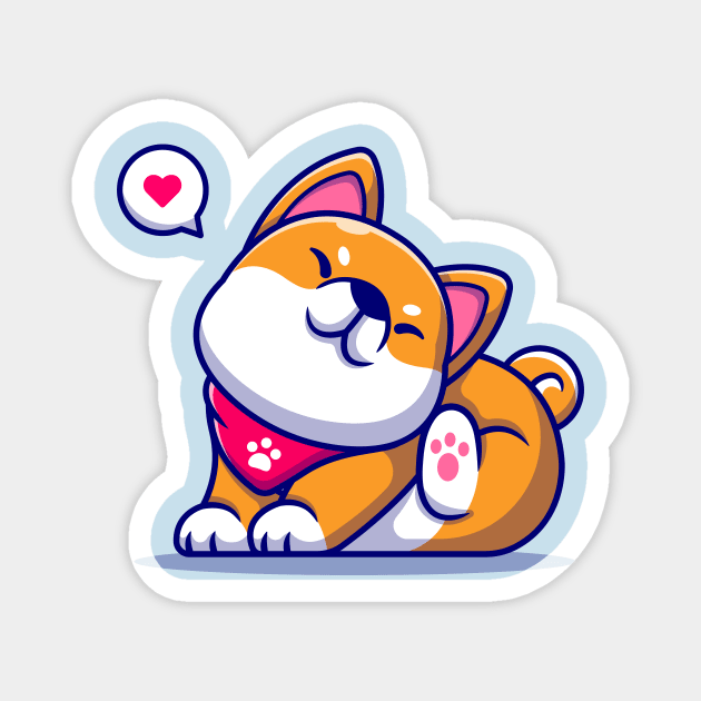 Cute Shiba Inu Dog Scratching Ear Cartoon Magnet by Catalyst Labs