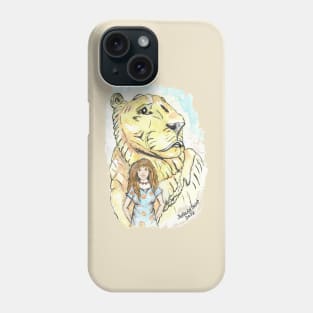 Woman and lioness watercolor Phone Case