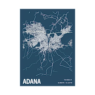 Adana Blueprint Street Map, Adana Colour Map Prints T-Shirt