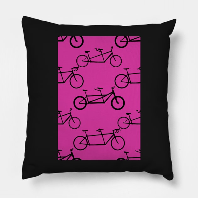 Tandem types pattern - black on pink Pillow by ashalye
