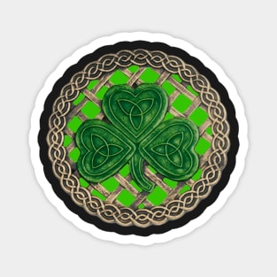 Celtic Knot Shamrock Green Background Magnet