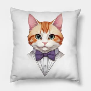 Fancy Cat with Bowtie no.18 Pillow