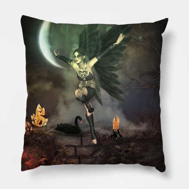 Wonderful dark angel in the dark night Pillow by Nicky2342
