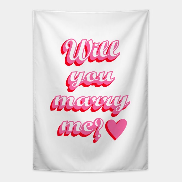 Marriage Proposal, Pink and Red, Heart Tapestry by OneThreeSix