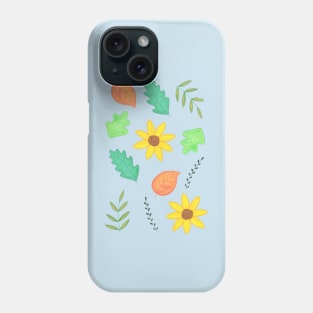 Autumn pattern with leaves and sunflowers Phone Case