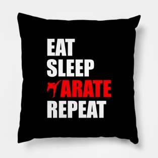 eat sleep karate repeat Pillow