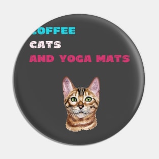 Coffee cats and yoga mats funny yoga and cat drawing Pin