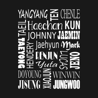 NCT MEMBERS NAMES COLLAGE WHITE T-Shirt