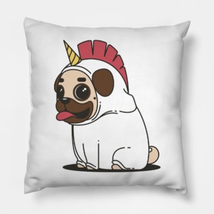 Pug Unicorn Sticker Design Cute Dog Pillow