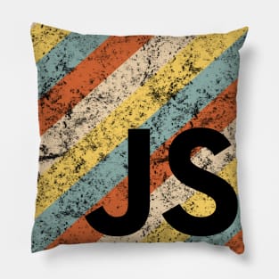 JavaScript Shirt | Retro Distressed Striped JS Logo Pillow