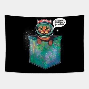 Houston we have a problem grumpy bengal space cat in pocket Tapestry