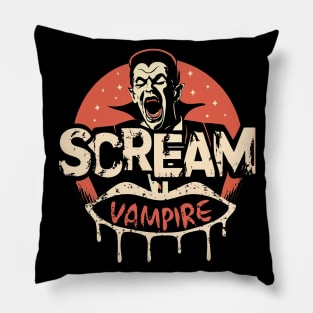 Vintage Halloween Vampire Scream Pillow